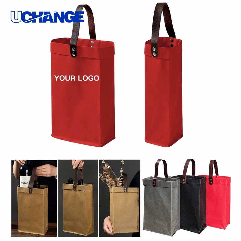Kraft Wine Bag Tote Reusable for Bottles or Gifts
