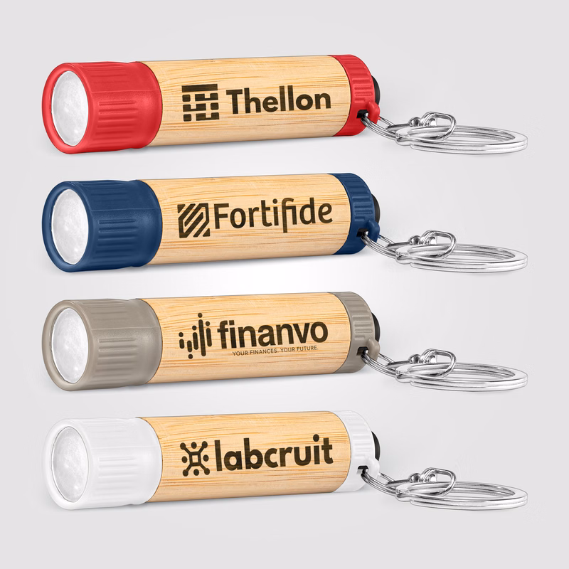 Bamboo LED Flashlight with Keyring