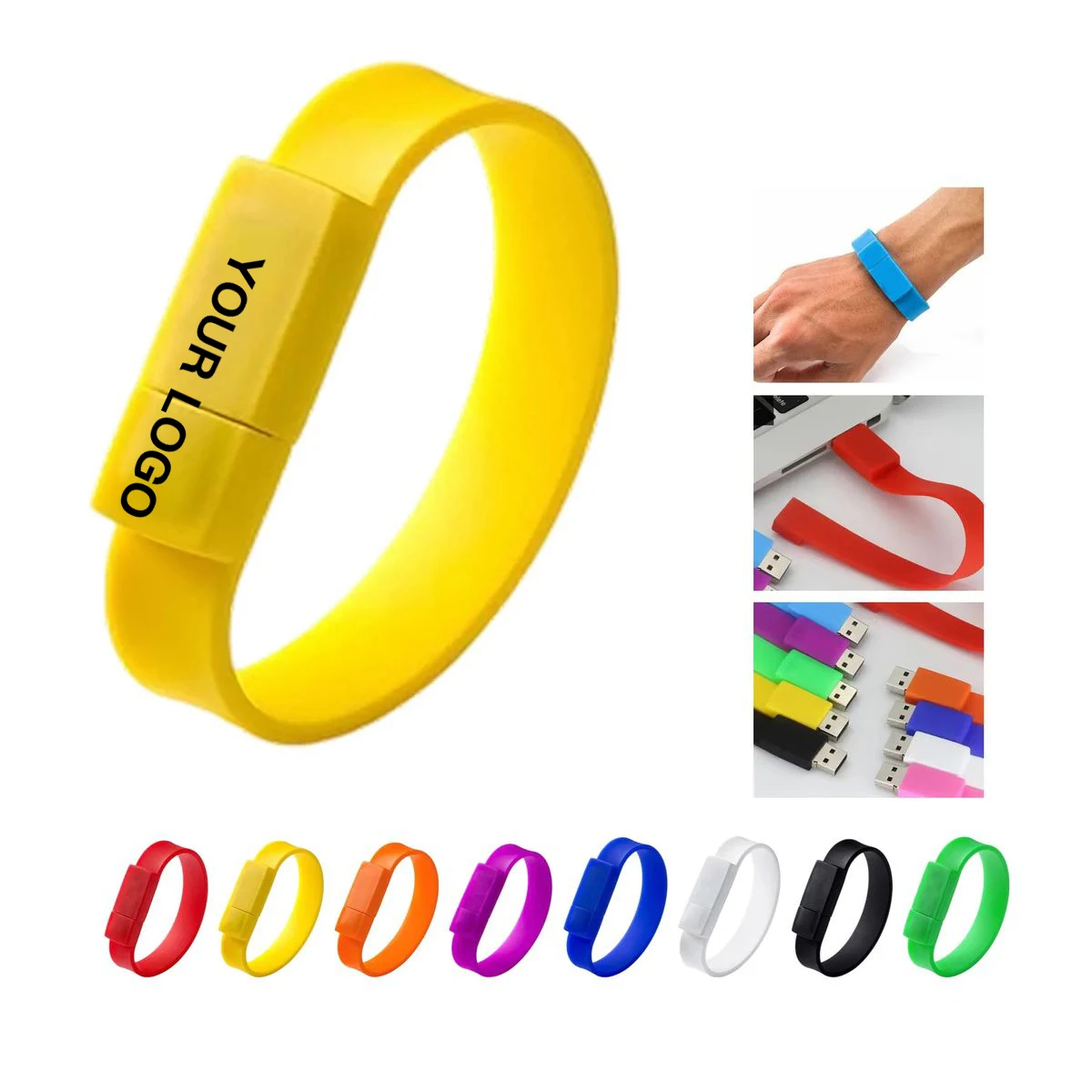 Lightweight Silicone USB Wristband with Metal Clip 1