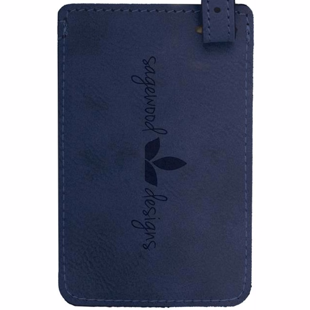 Blue Faux Leather Luggage Tag