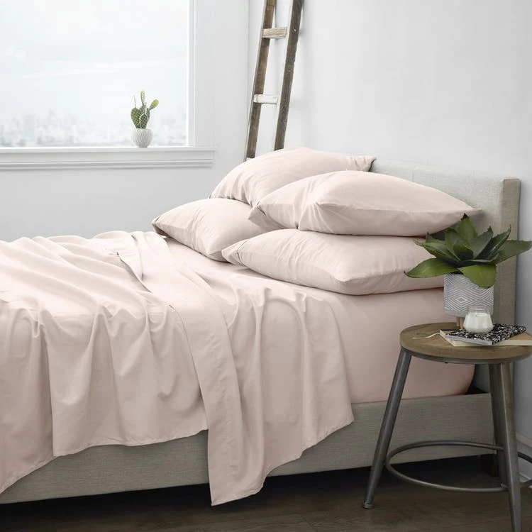 Luxury Bed Sheets - Solid Blush Queen 6 Set 1
