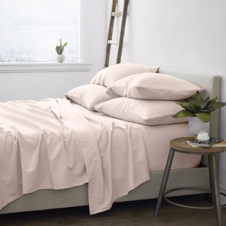 Luxury Bed Sheets - Solid Blush Queen 6 Set