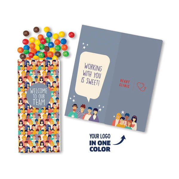 One Color Foil-Stamped Stock Welcome Sweeter Cards with Candy Coated Chocolate Bitz 1