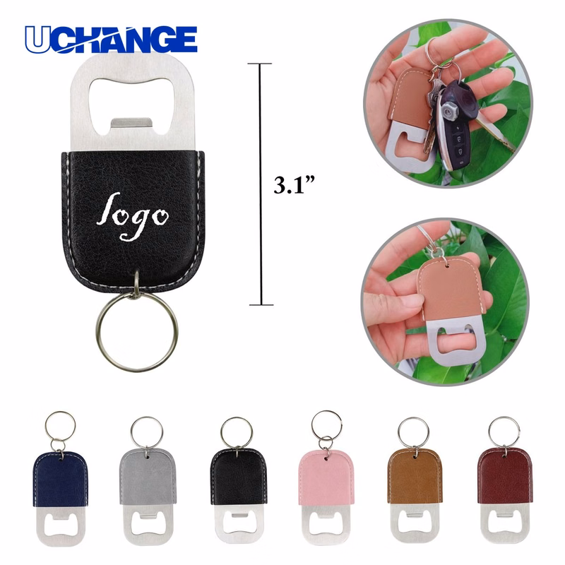 PU Stainless Steel Bottle Opener Keychain