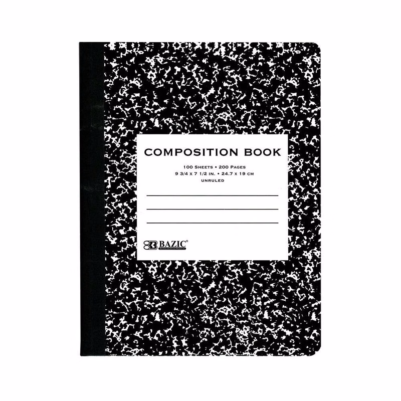 Marbled Unruled Composition Books - 100 Sheets Black