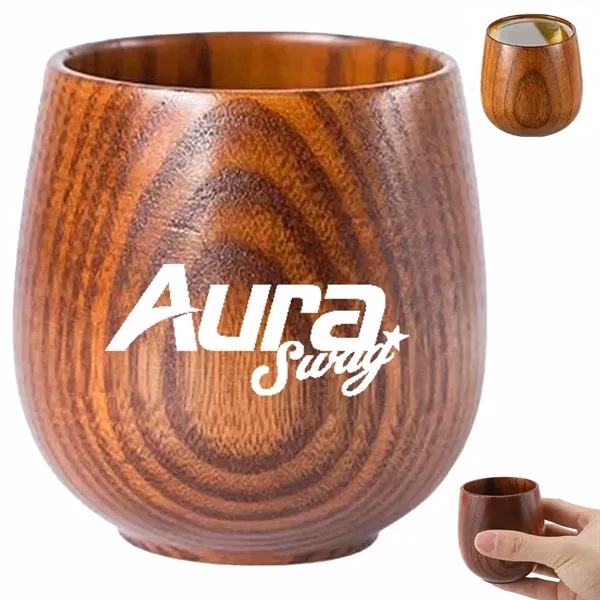 Custom 6 oz Natural Wooden Cup with Eco Friendly Finish — Sustainable Drinkware Promo
