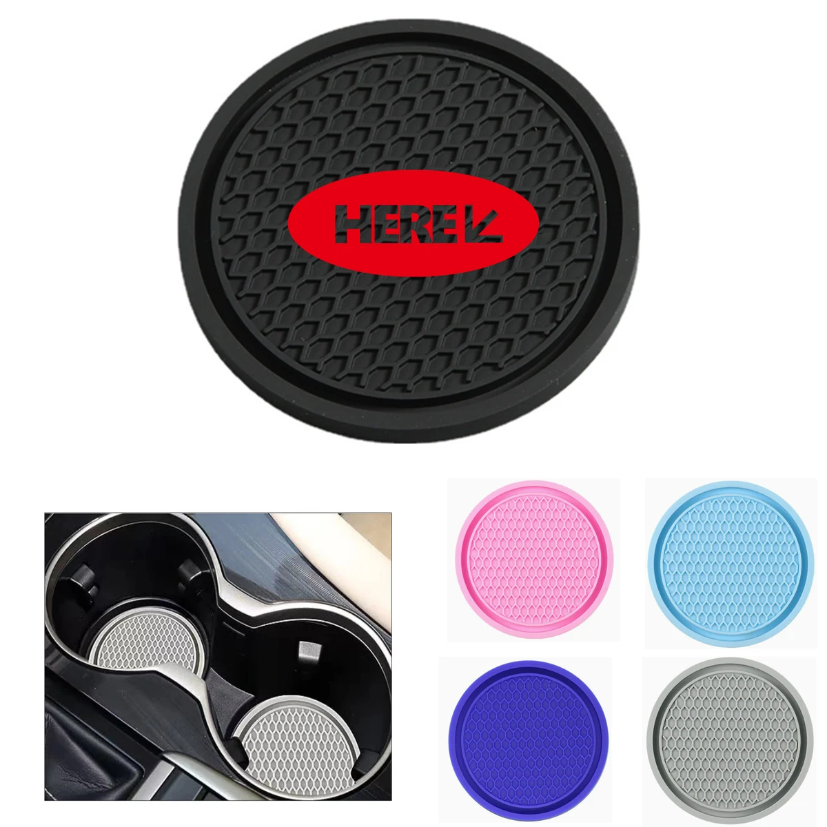 PVC Soft Rubber Car Coaster - Solid Color Design 1