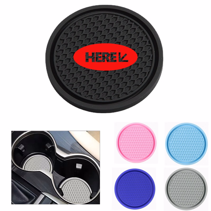 PVC Soft Rubber Car Coaster - Solid Color Design
