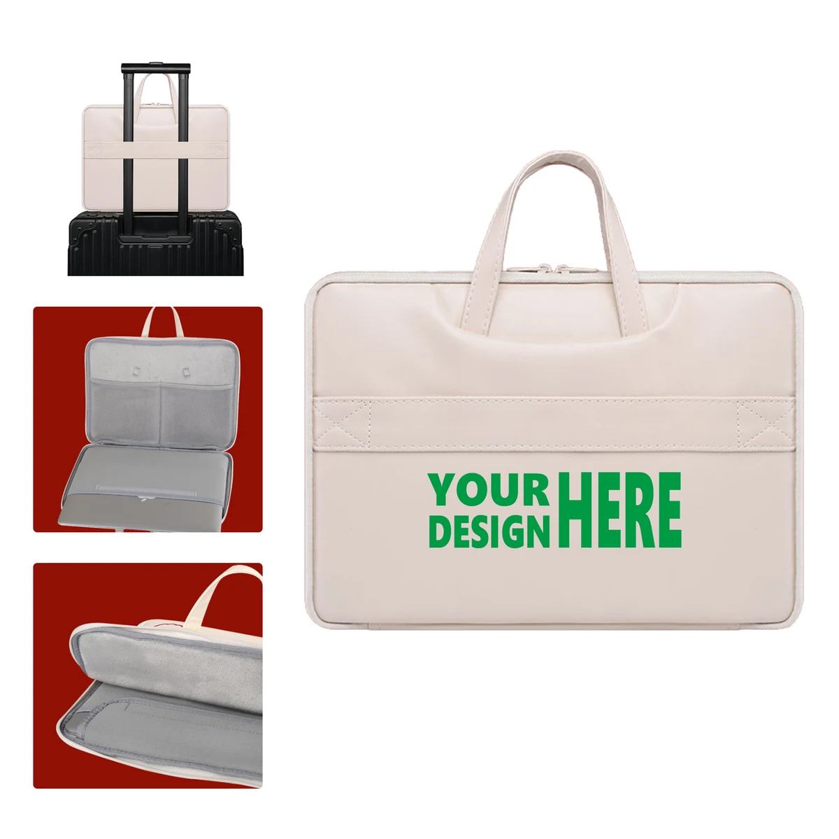 MOQ 50 PU Leather Laptop Carrying Case with Handle 1