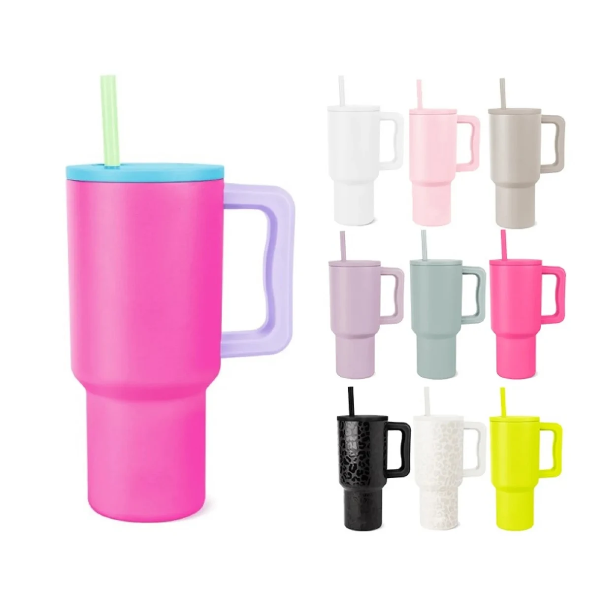 30 Oz. Stainless Steel Vacuum Tumbler with Handle & Straw 1