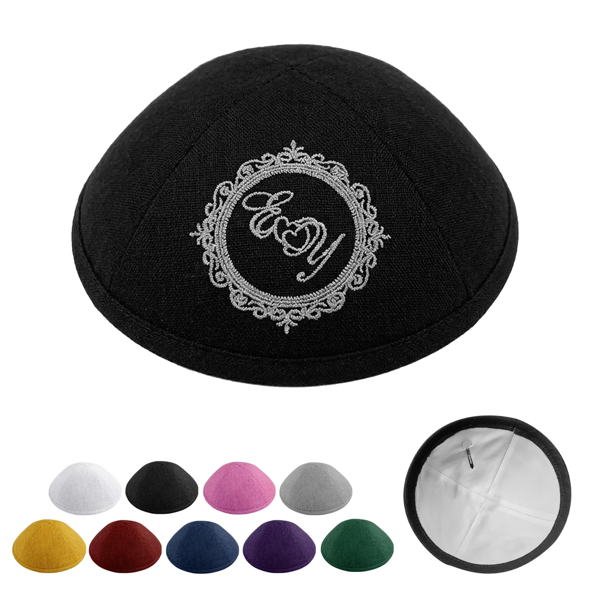 Sunburst Emerald Linen Kippah 1