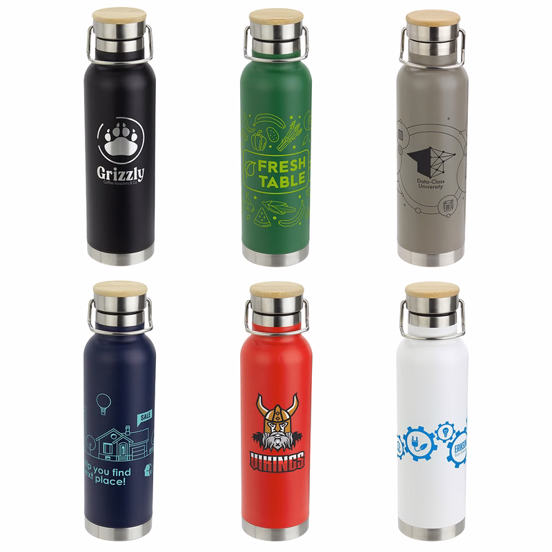 Cusano 22 oz Vacuum Insulated Stainless Steel Bottle with Bamboo Cap