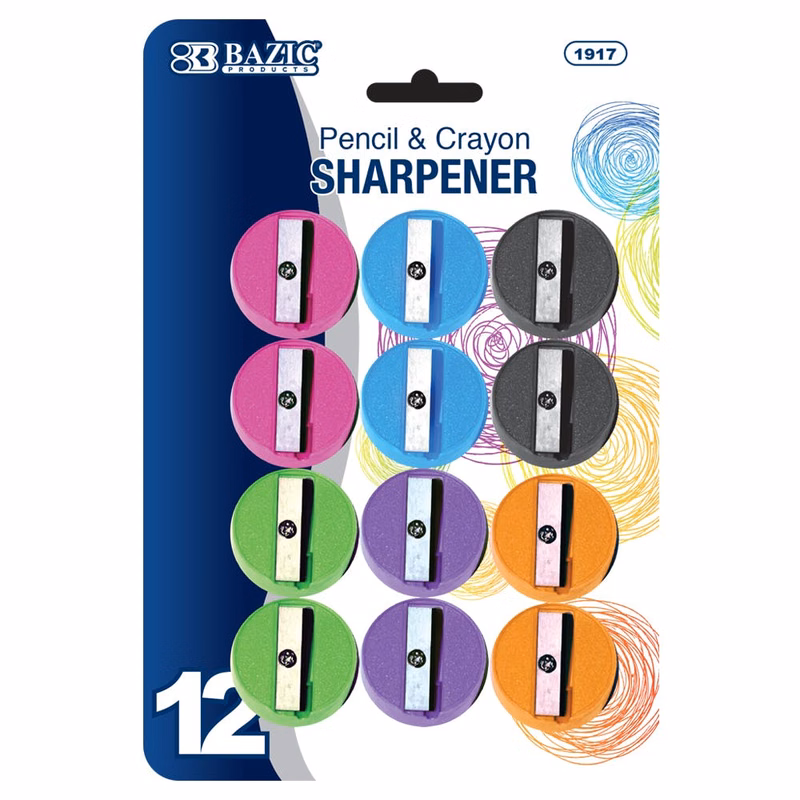 Pencil Sharpeners - 12 Count Assorted Colors