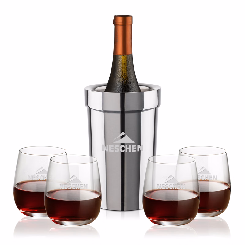 Milano Wine Cooler & Crestview Stemless Wine Set