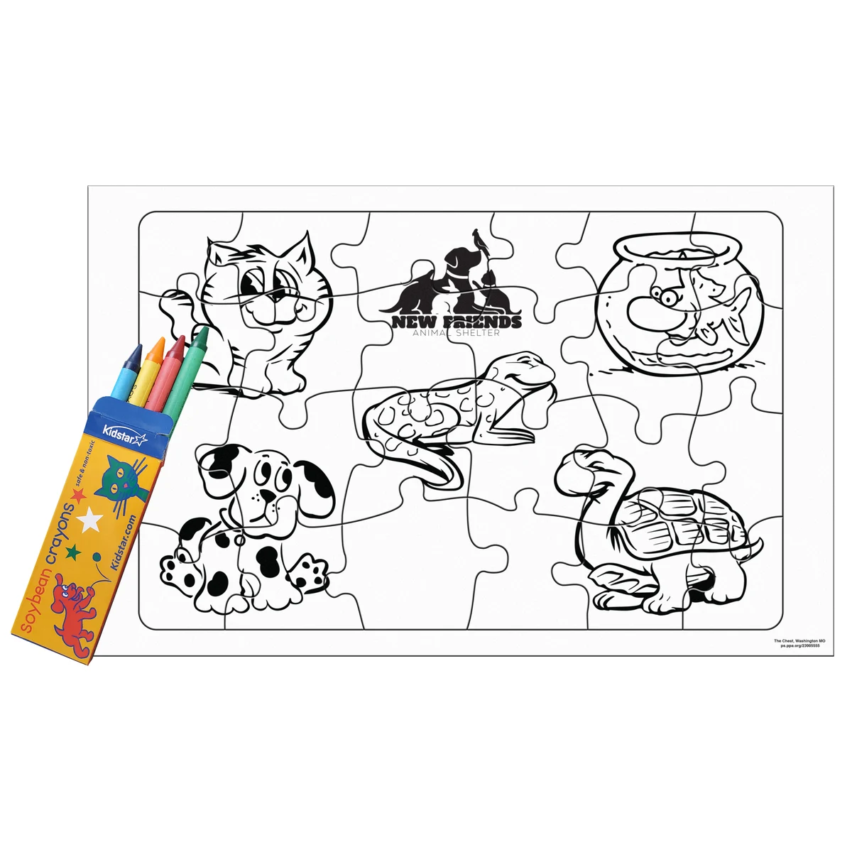 24 Pieces - 10 1/2" x 6 5/8" Coloring Tray Puzzle - Pets/Animals 1