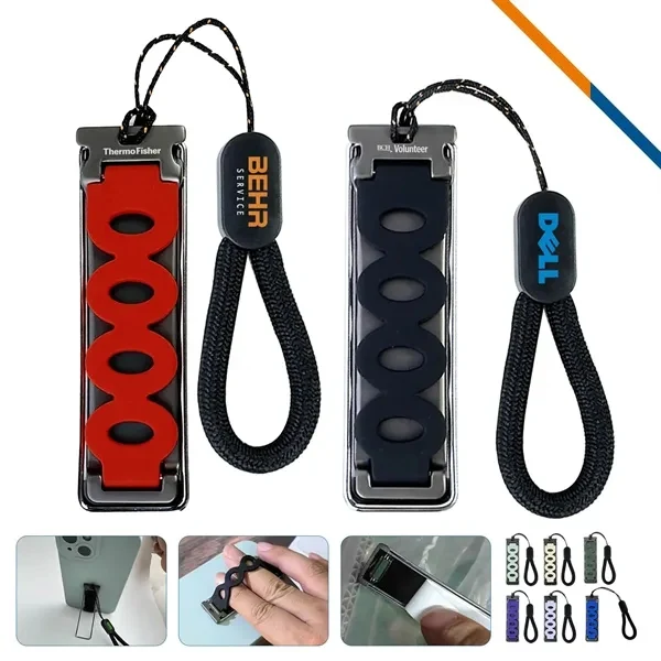 Custom Silicone Grip Foldable Phone Stand with Finger Loop — Dual-Function Tech Giveaway 1