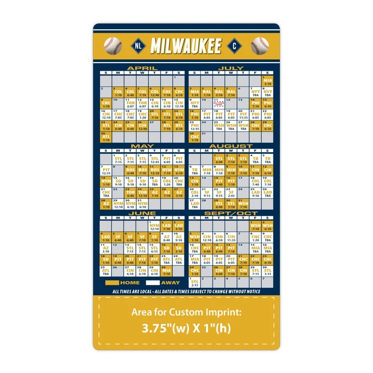 Magnet Sport Schedules - 4x7 Baseball Round Corners - 25 mil. 1