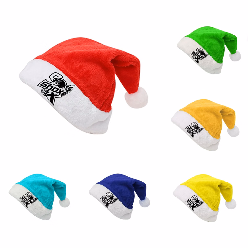 MOQ 100 Unisex Short Plush Christmas Hat