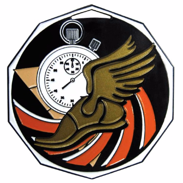 Track Decagon Colored Medallion (2")