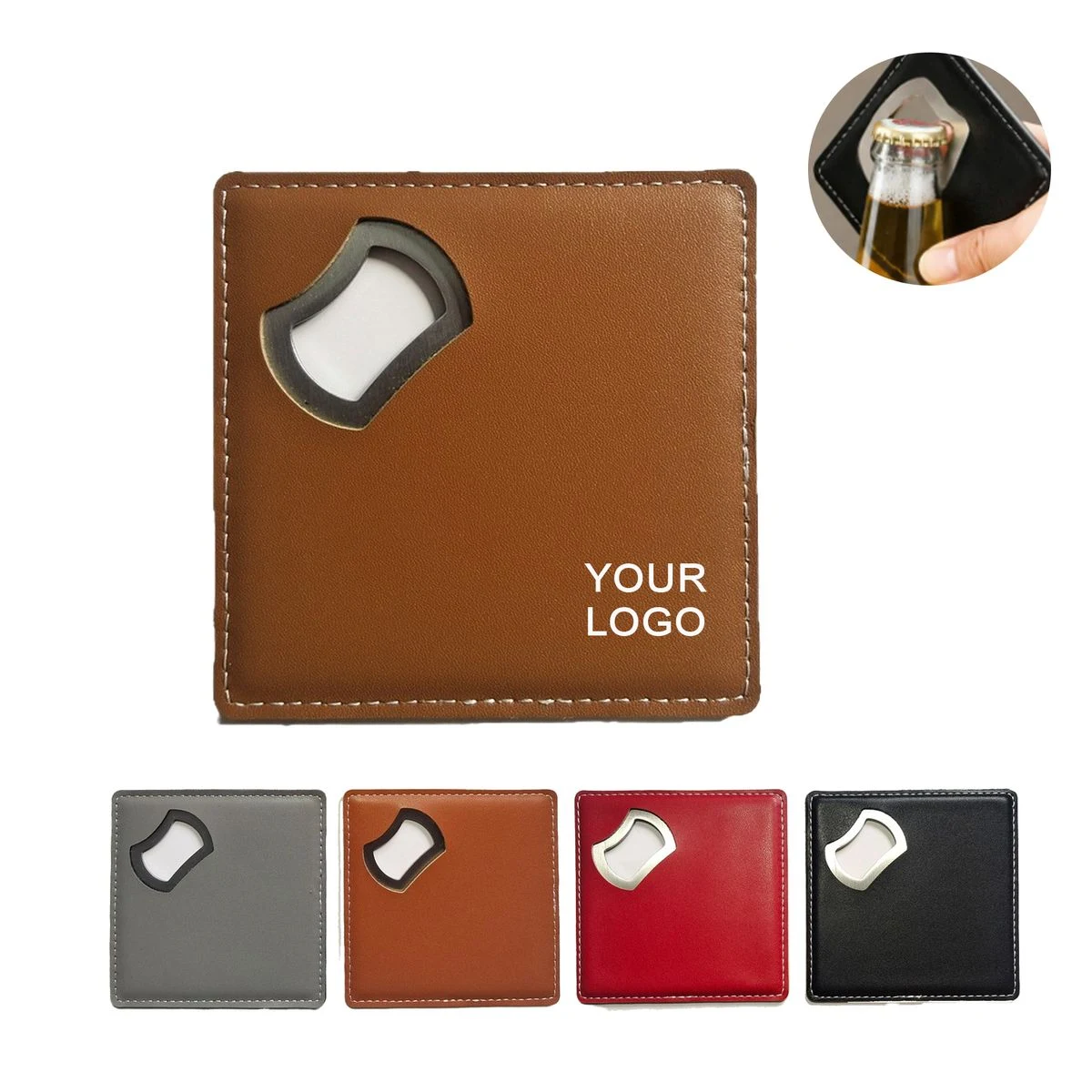 Multi-Functional Square PU Leather Drink Coaster 1