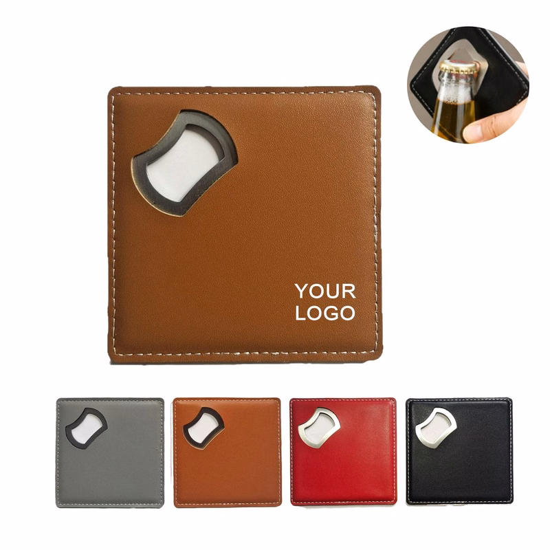 Multi-Functional Square PU Leather Drink Coaster