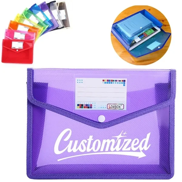 Custom A4 Plastic Snap-Button File Folder with Mesh — Organization Stationery School Item 1