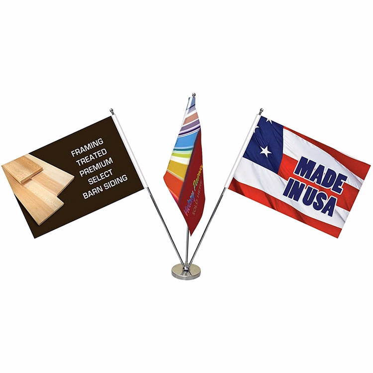 11.4-20" Metal Telescopic Flagpole with Three Double Sided Flags