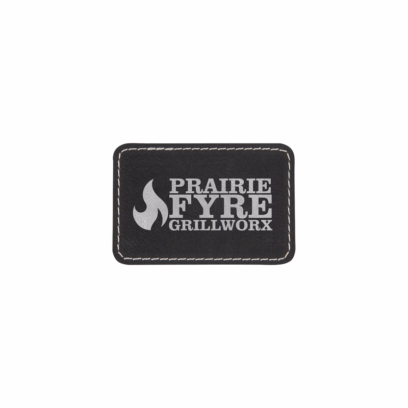 3" x 2" Black/Silver Leatherette Rectangular Patch with Adhesive