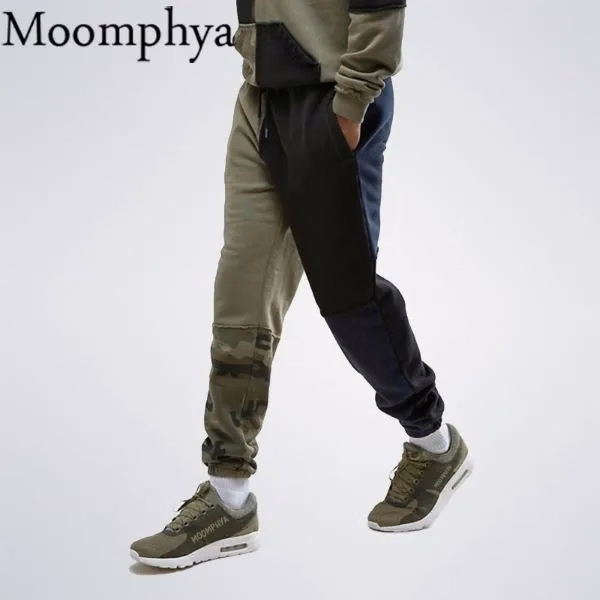 Men's Winter Joggers with Camo Splicing, Side Pockets