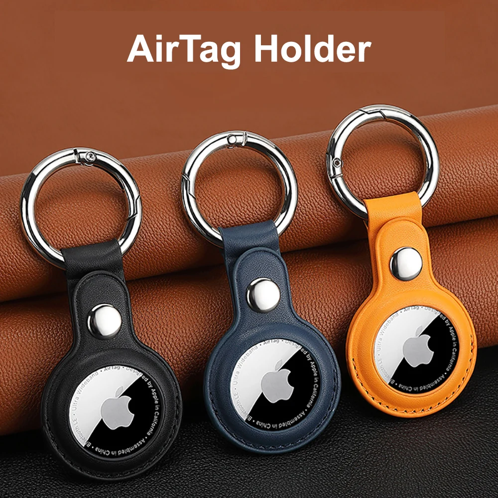 Economical PU Leather AirTag Holder with Key Ring 1
