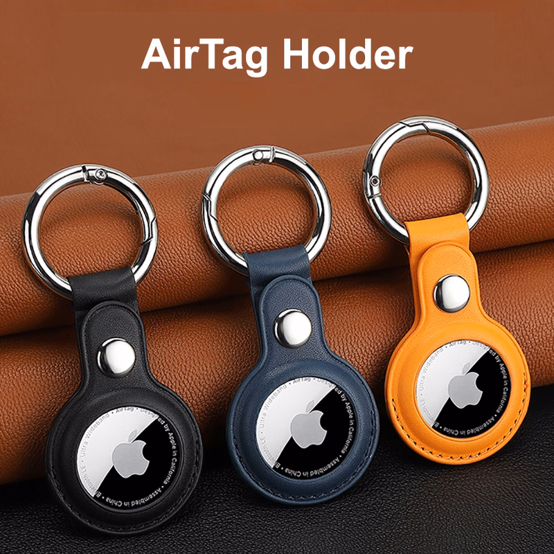 Economical PU Leather AirTag Holder with Key Ring