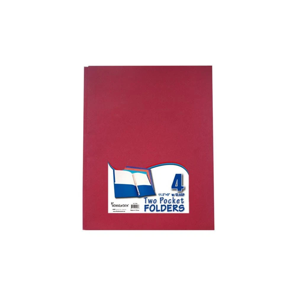 2 Pocket Folders with 3 Prongs - Assorted Colors 4 Pack 1