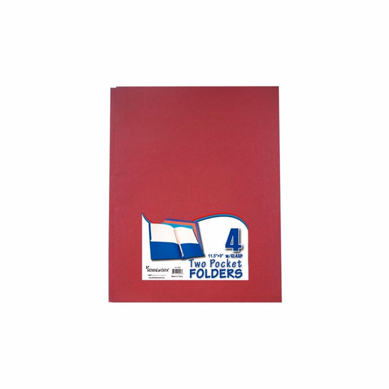 2 Pocket Folders with 3 Prongs - Assorted Colors 4 Pack