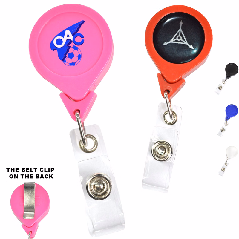 No-Twist Retractable Round Badge Reel w/ Belt Clip