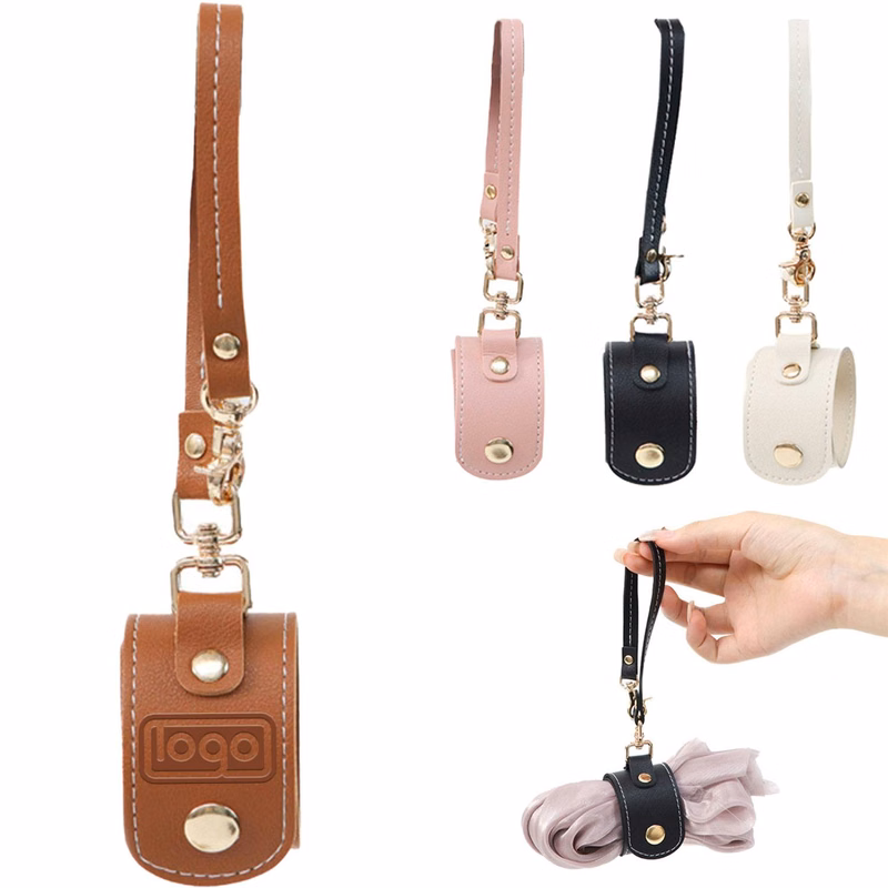 Portable PU Leather Glove Silk Scarf Holder Clip