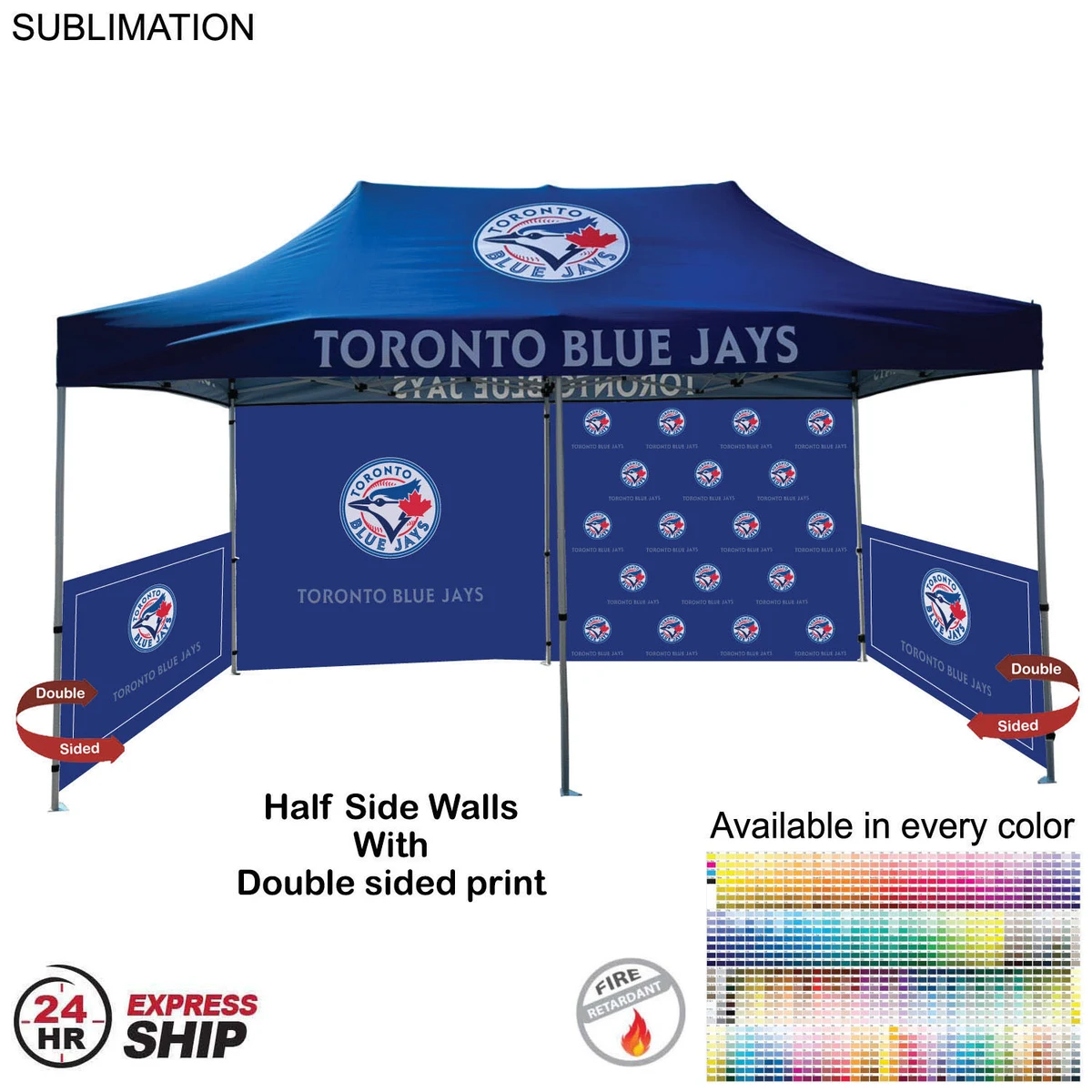 24 Hr Express Ship - Half Side Wall for 10x20 Tent Kit, Sublimated, Double Sided Print 1