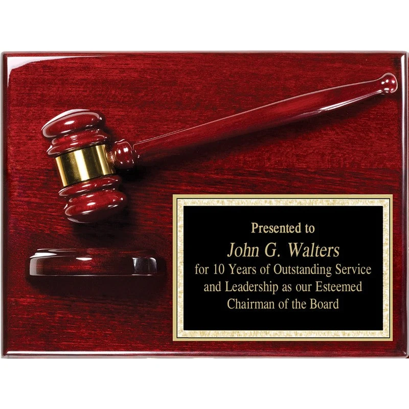 Rosewood Finish Gavel Plaque 9" X 12" 1