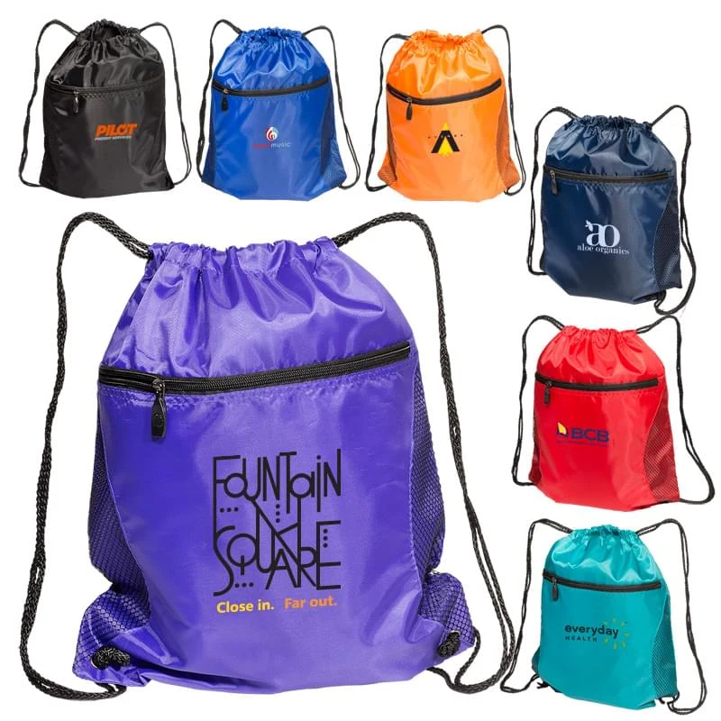 Mesh Accent Drawstring Backpack 1