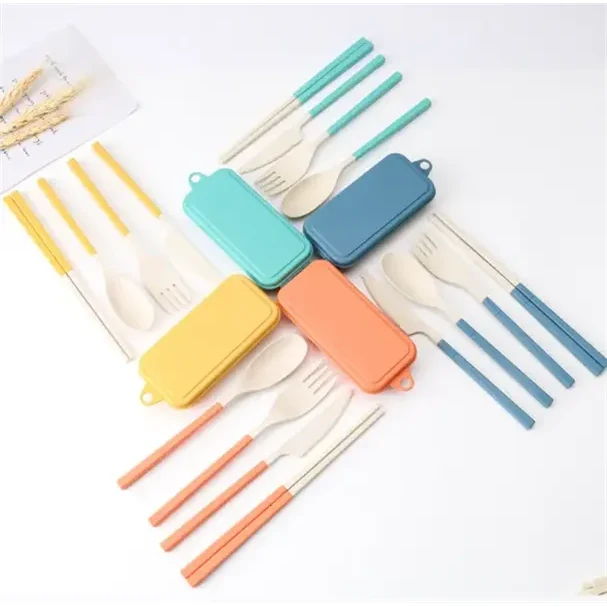 Foldable Wheat Straw Cutlery Set 1