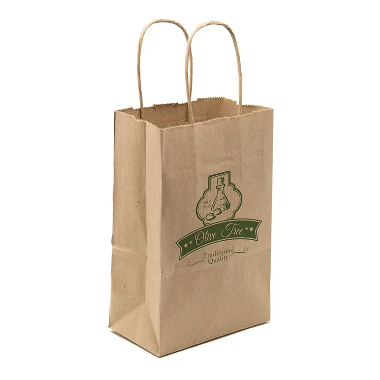 One Color 1-Sided Natural Handle Shopper Paper Bag (5.5" x 8.375" x 3.25") 1