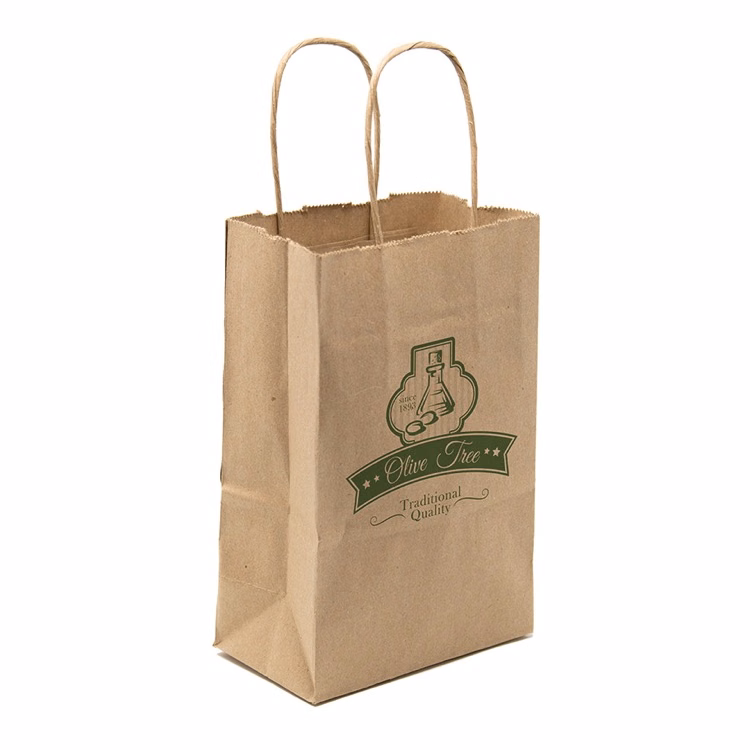 One Color 1-Sided Natural Handle Shopper Paper Bag (5.5" x 8.375" x 3.25")