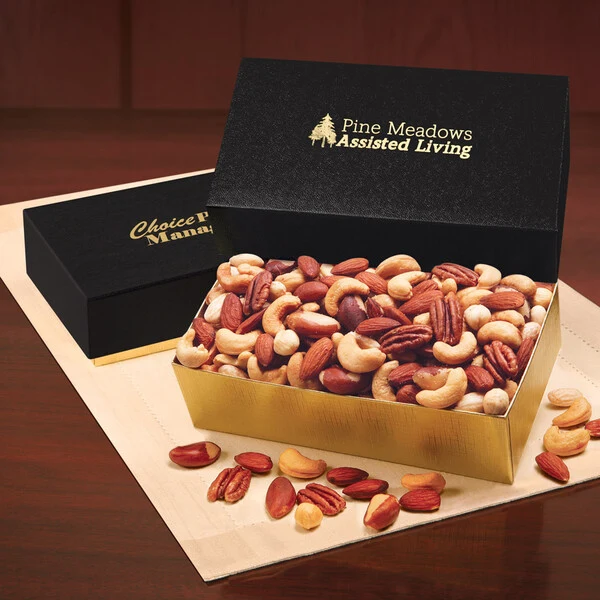 Deluxe Mixed Nuts in Black & Gold Gift Box 1