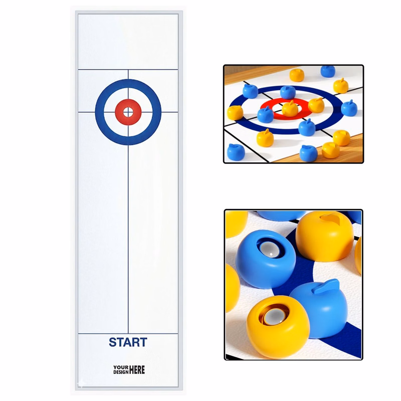 Customizable 53" Tabletop Curling Game Set with 16 Stones