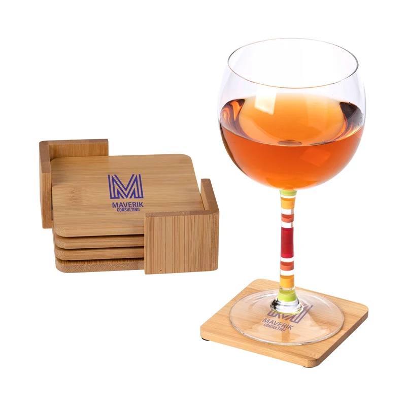 Brandon IV 4-Piece Bamboo Coaster Set 1