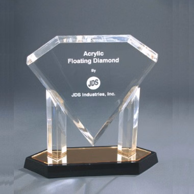 11 Inch Gold Floating Diamond Acrylic Trophy