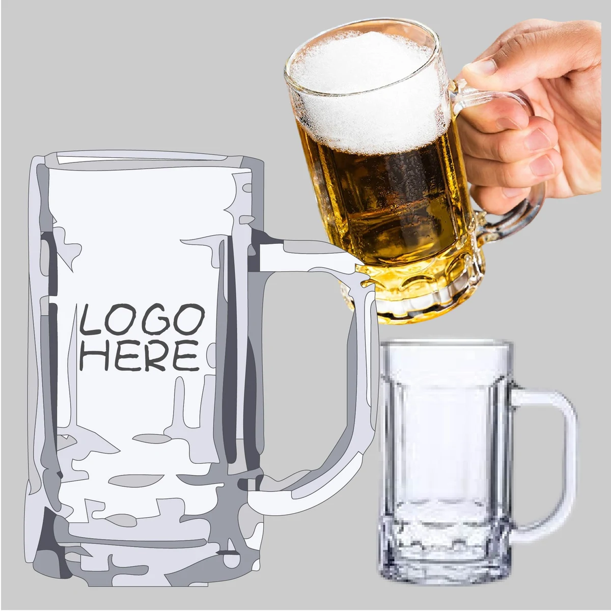 12 Oz.Glass Beer Mugs 1