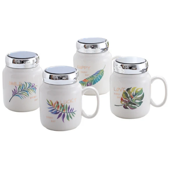 Mug with mirror creative office ceramic cup 1