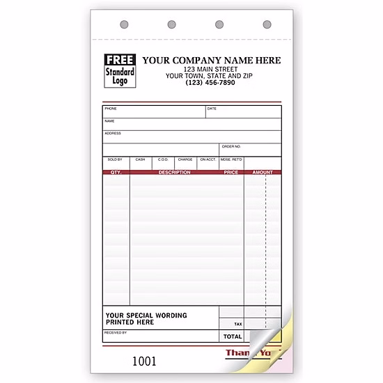Sales Slips, With Special Wording
