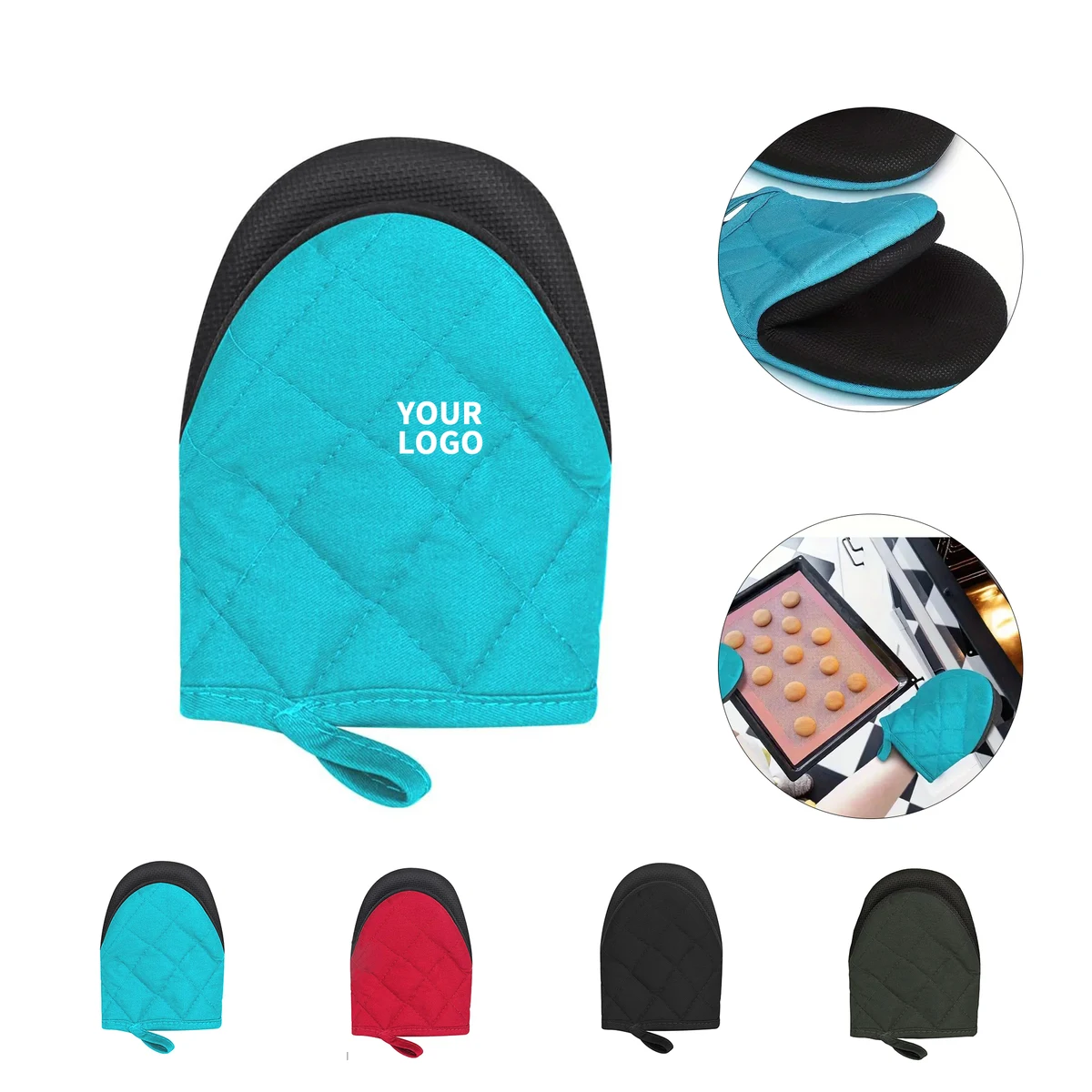 One Pair Kitchen Oven Gloves With Honeycomb Texture Grip 1