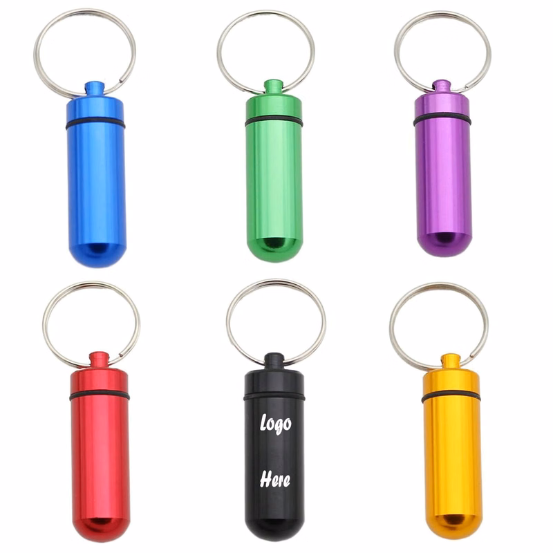 Mini Metal Pill Box With Keychain